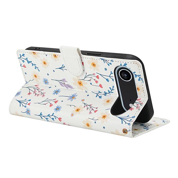 Bild 3, iPhone Air Fodral Rhombus Läder Blommor Vit