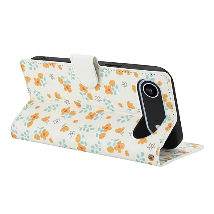 Bild 3, iPhone Air Fodral Rhombus Läder Blommor Vit