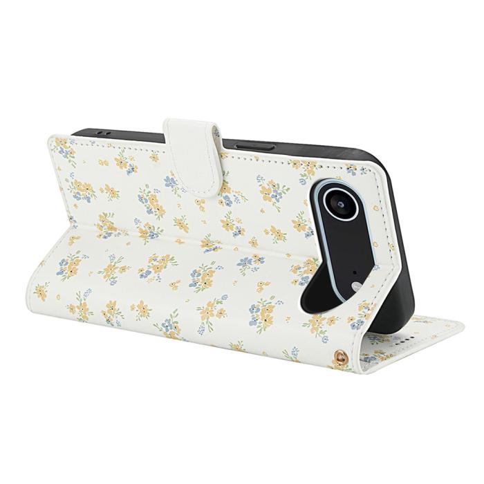 Bild 3, iPhone Air Fodral Rhombus Läder Blommor Vit