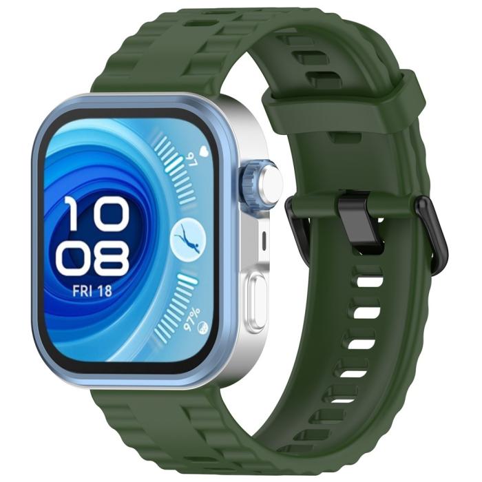 Bild 4, Huawei Watch Fit 4 Pro / 4 / 3 Armband Silikon Militär Grön
