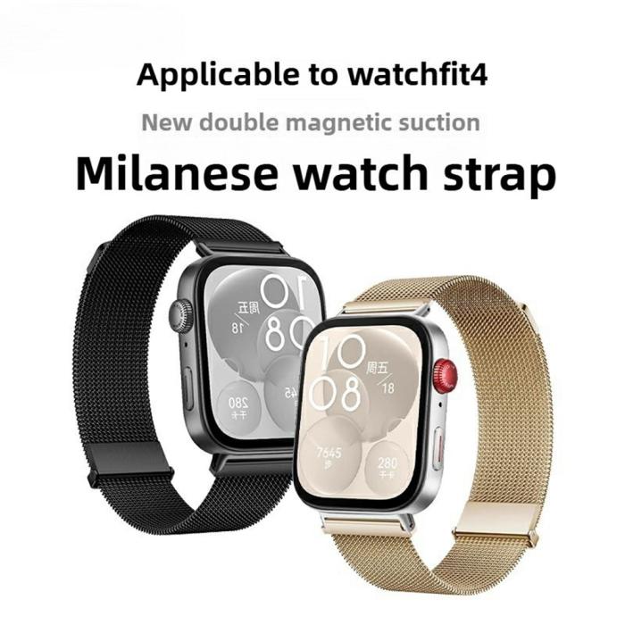 Bild 3, Huawei Watch Fit 4 Pro / 4 / 3 Klockarmband Milanese Mörk Grå