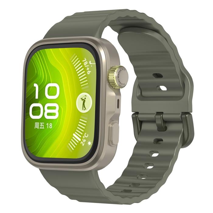 Bild 4, KALEBOL Huawei Watch Fit 4 Pro/4/3 Armband Wave Silikon Grön