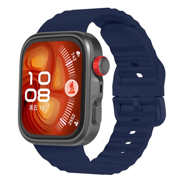 Bild 4, KALEBOL Huawei Watch Fit 4 Pro/4/3 Armband Wave Silikon Mörk Blå