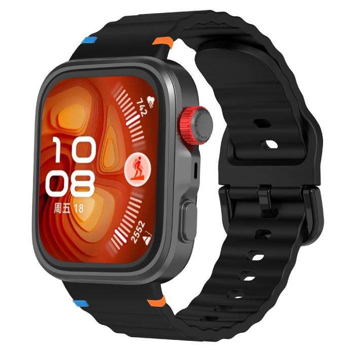 Bild 2, Huawei Watch Fit 4 Pro / 4 / 3 Klockarmband Wave Silikon Svart