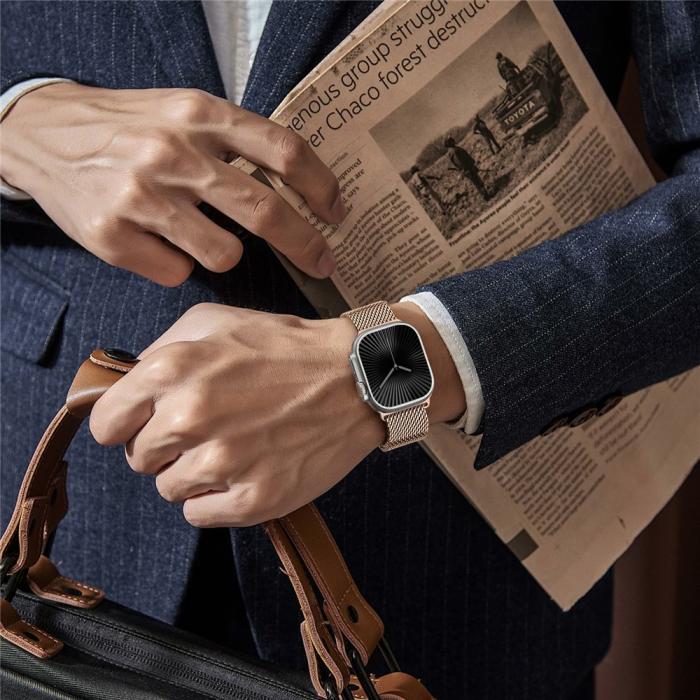 Bild 4, Apple Watch 42/44/45/46/49 mm Armband Milanese Roséguld