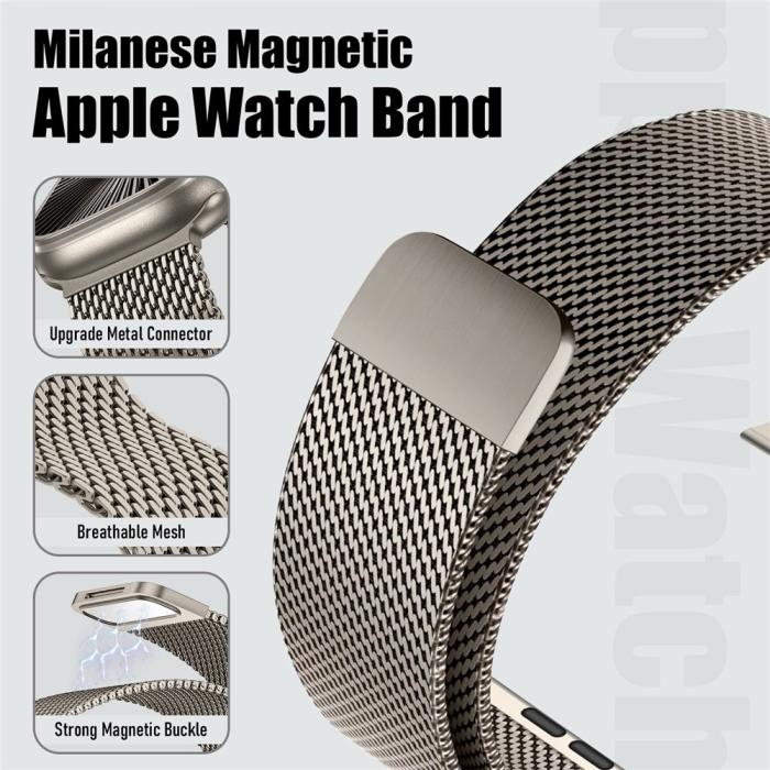 Bild 2, Apple Watch 42/44/45/46/49 mm Armband Milanese Titanium