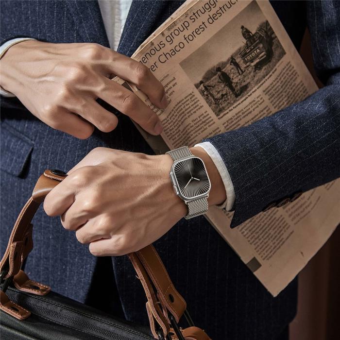 Bild 4, Apple Watch 42/44/45/46/49 mm Armband Milanese Titanium
