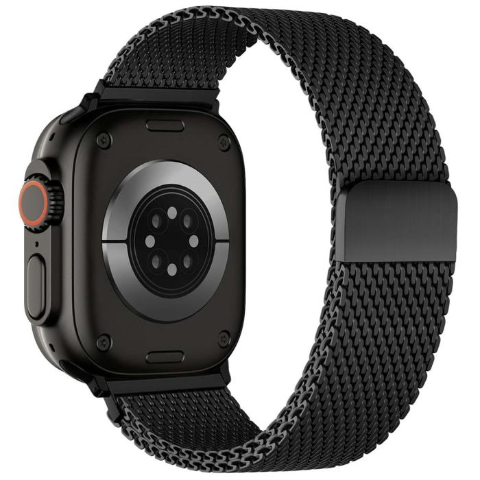 Bild 1, Apple Watch 42/44/45/46/49 mm Armband Milanese Svart