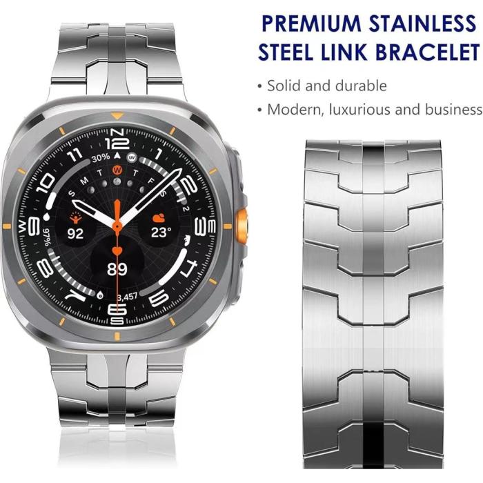 Bild 3, Galaxy Watch 8 46/44/40 mm Armband Metall Silver