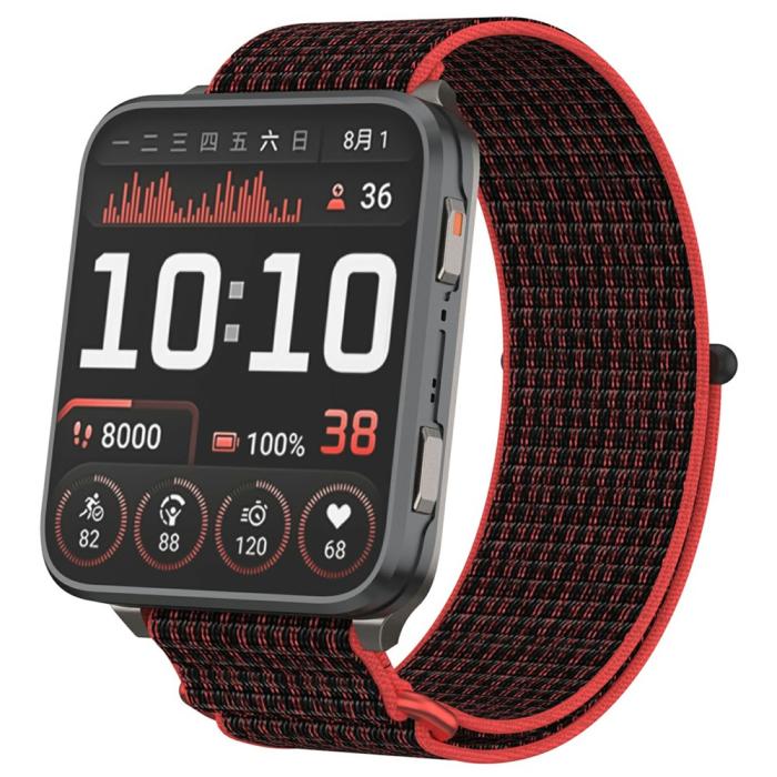 Bild 2, Garmin Venu X1 Armband Nylon Loop Röd / Svart
