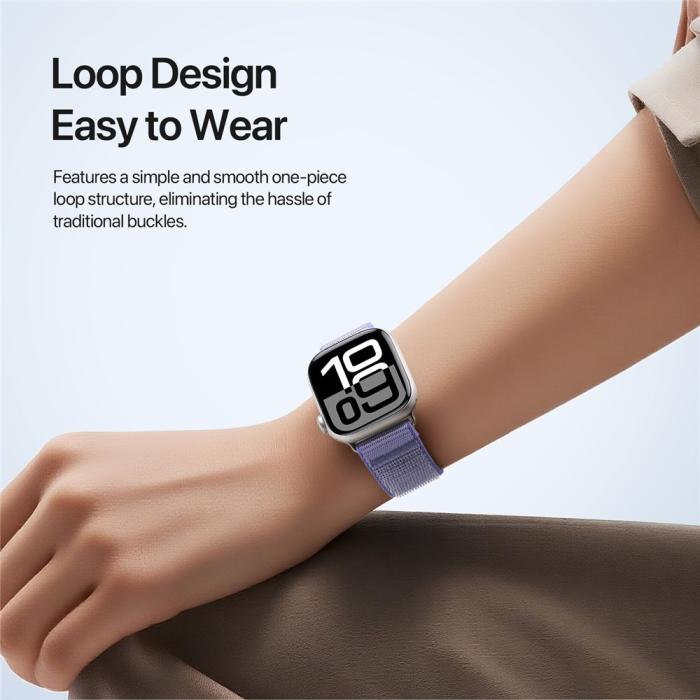 Bild 5, DUX DUCIS Apple Watch 42/44/45/46/49 mm Armband Nylon Loop Lila