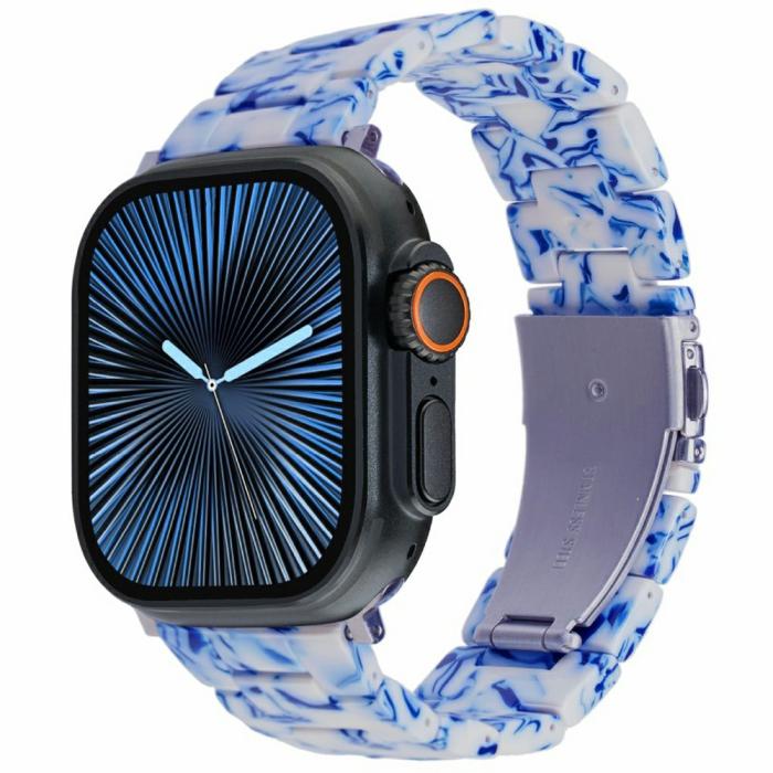 Bild 2, LEMONDA Apple Watch 42/44/45/46/49 mm Armband Resin Blå/Vit