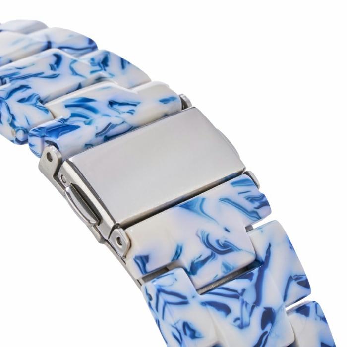 Bild 4, LEMONDA Apple Watch 42/44/45/46/49 mm Armband Resin Blå/Vit