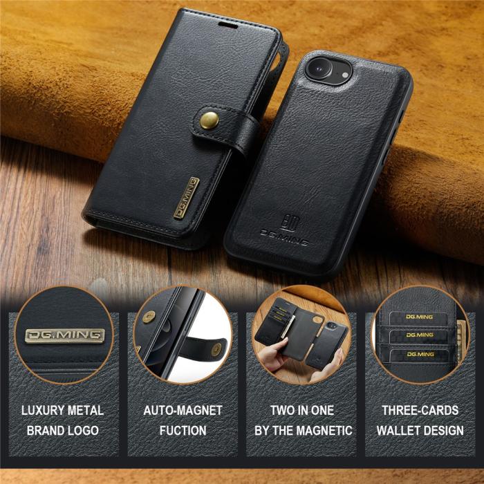 Bild 5, DG.MING iPhone 16e 2in1 Magnet Fodral / Skal Svart