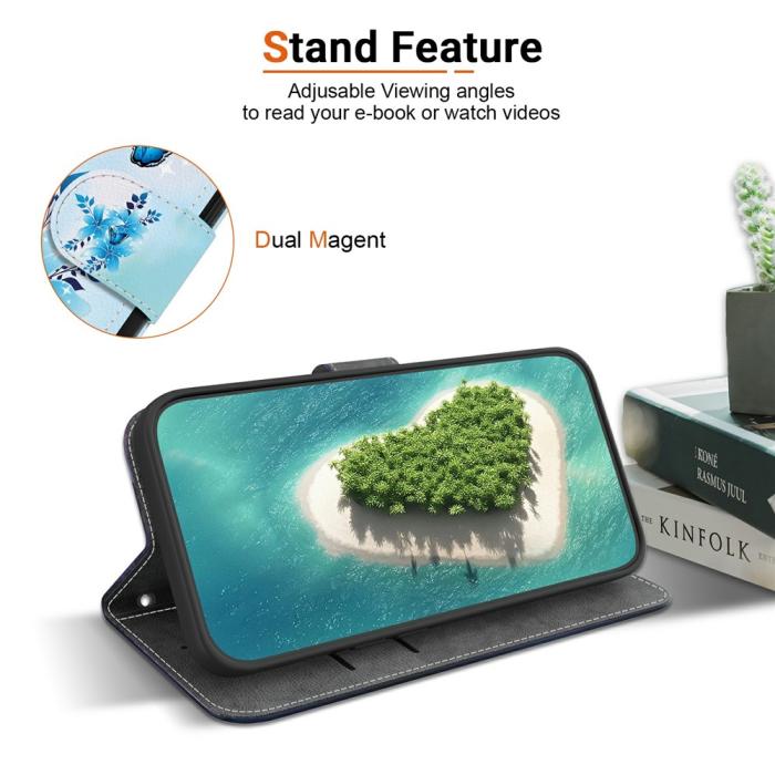 Bild 3, Xiaomi Redmi A5 Fodral Med Tryck Blommor / Fjärilar Blå