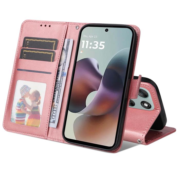 Bild 2, Motorola Moto G56 5G Fodral Läder Roséguld