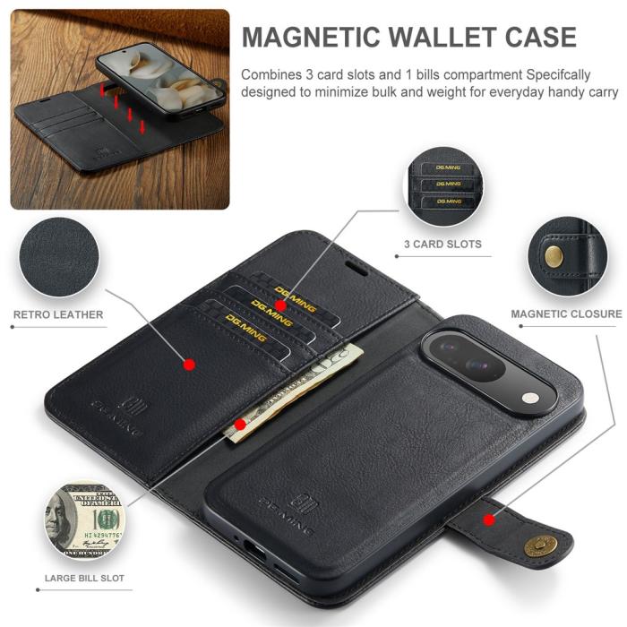 Bild 4, DG.MING Google Pixel 10/10 Pro 2in1 Magnet Fodral / Skal Svart