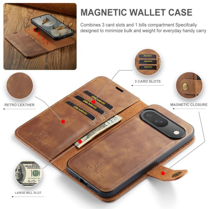 Bild 4, DG.MING Google Pixel 10/10 Pro 2in1 Magnet Fodral / Skal Brun