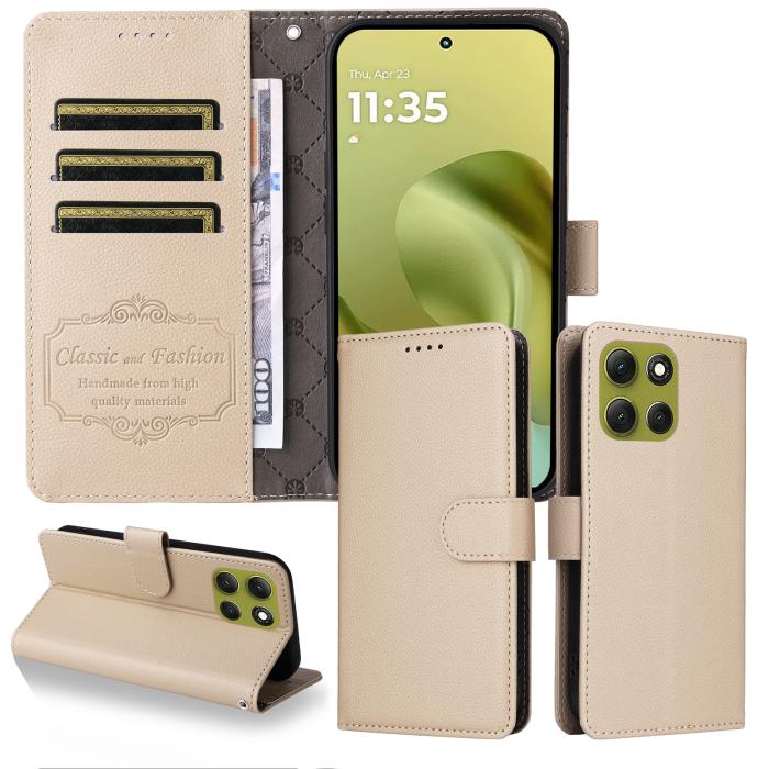 Bild 3, Motorola Moto G86 Power / G86 5G Fodral Läder Beige