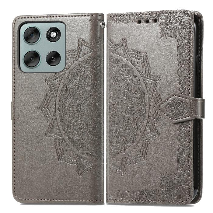 Bild 3, Motorola Moto G56 5G Fodral Mandala Läder Grå