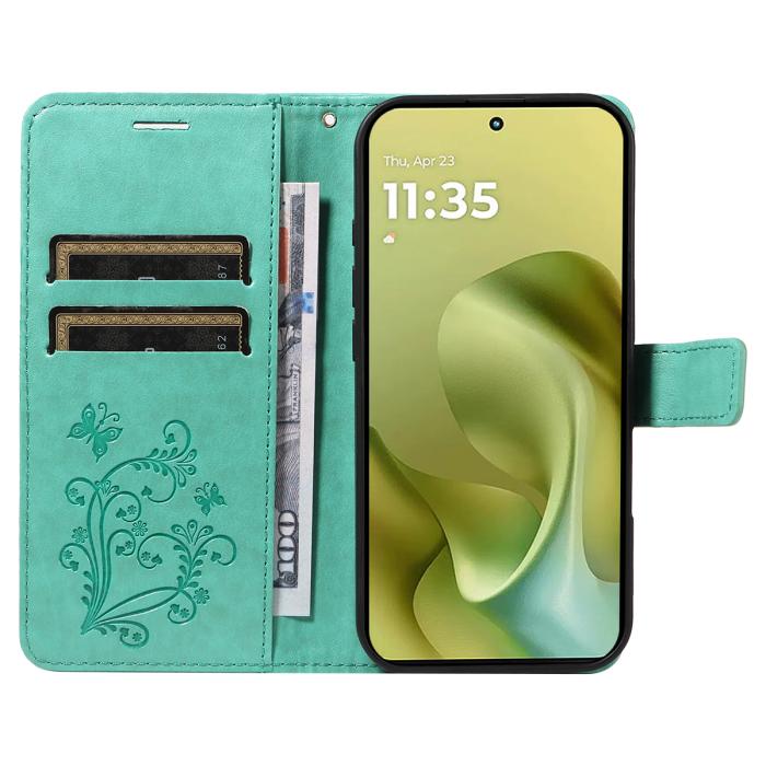 Bild 2, Motorola Moto G86 Power/G86 5G Fodral Fjäril Tryck Grön