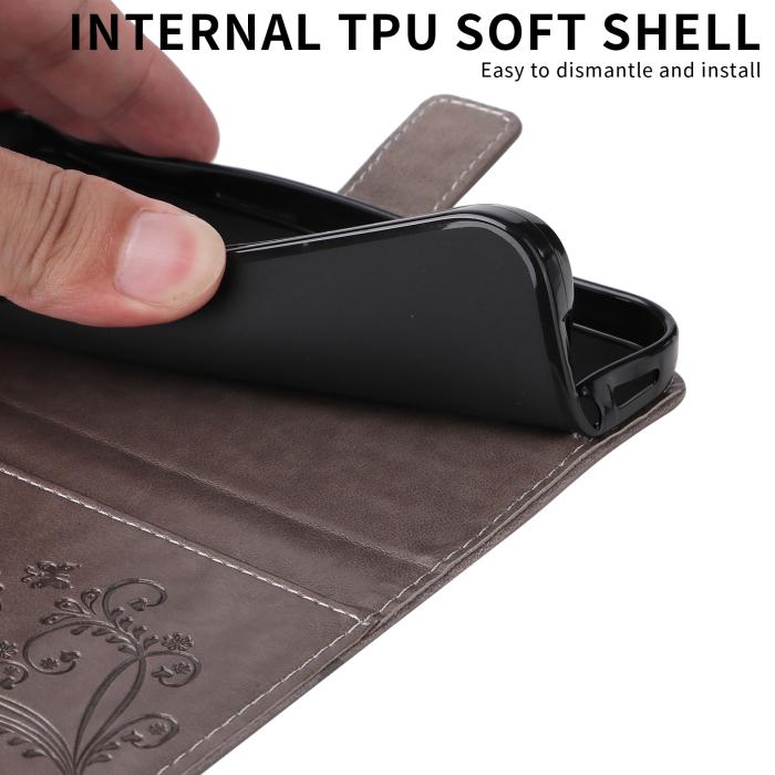 Bild 3, Motorola Moto G86 Power/G86 5G Fodral Fjäril Tryck Grå