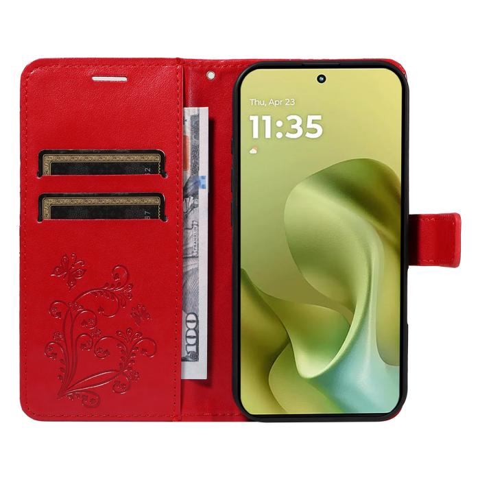 Bild 2, Motorola Moto G86 Power/G86 5G Fodral Fjäril Tryck Röd