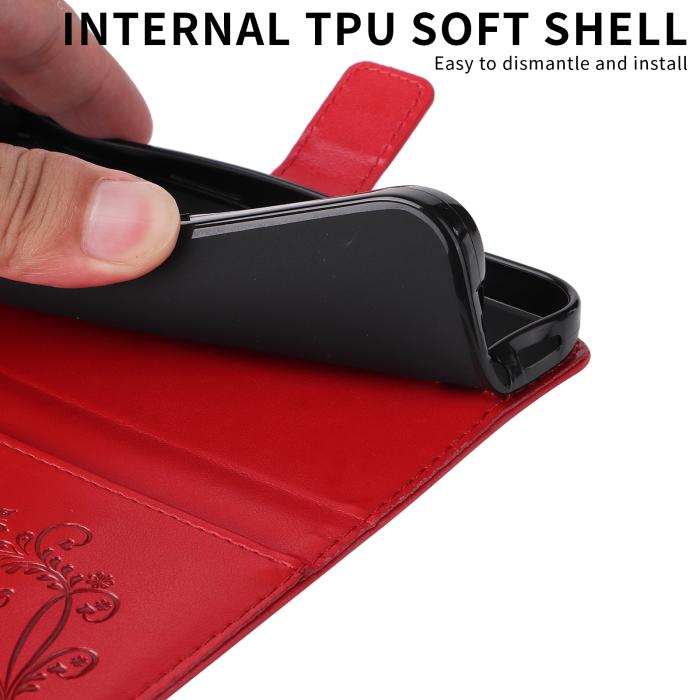 Bild 3, Motorola Moto G86 Power/G86 5G Fodral Fjäril Tryck Röd