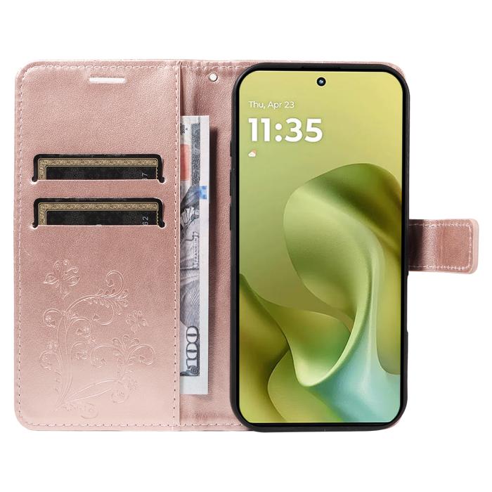 Bild 2, Motorola Moto G86 Power/G86 5G Fodral Fjäril Tryck Roséguld
