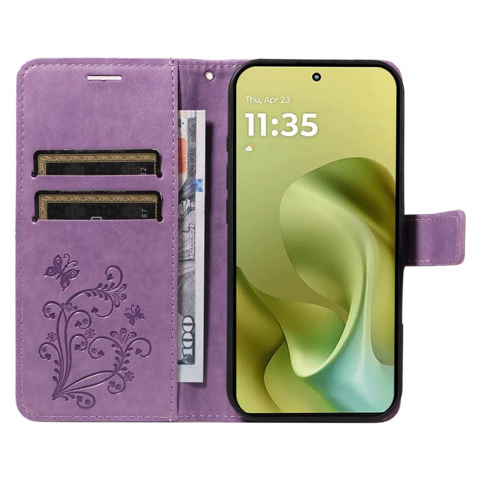 Bild 2, Motorola Moto G86 Power/G86 5G Fodral Fjäril Tryck Lila