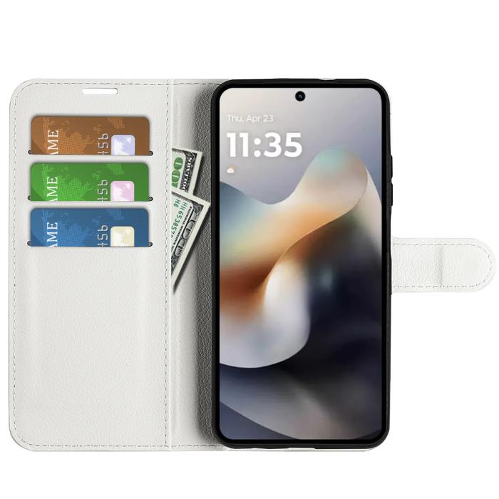 Bild 5, Motorola Moto G56 5G Fodral Litchi Läder Vit