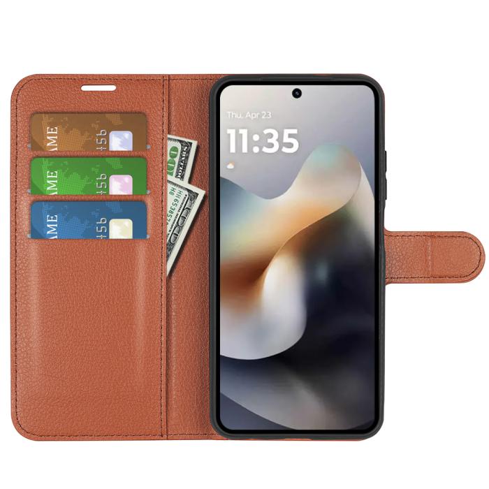 Bild 5, Motorola Moto G56 5G Fodral Litchi Läder Brun