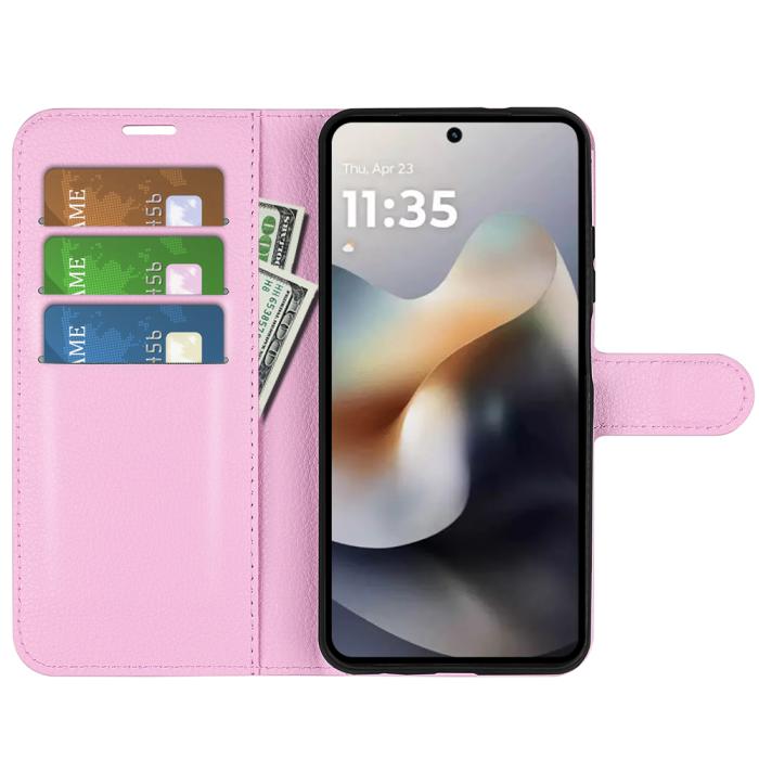 Bild 5, Motorola Moto G56 5G Fodral Litchi Läder Ljus Rosa