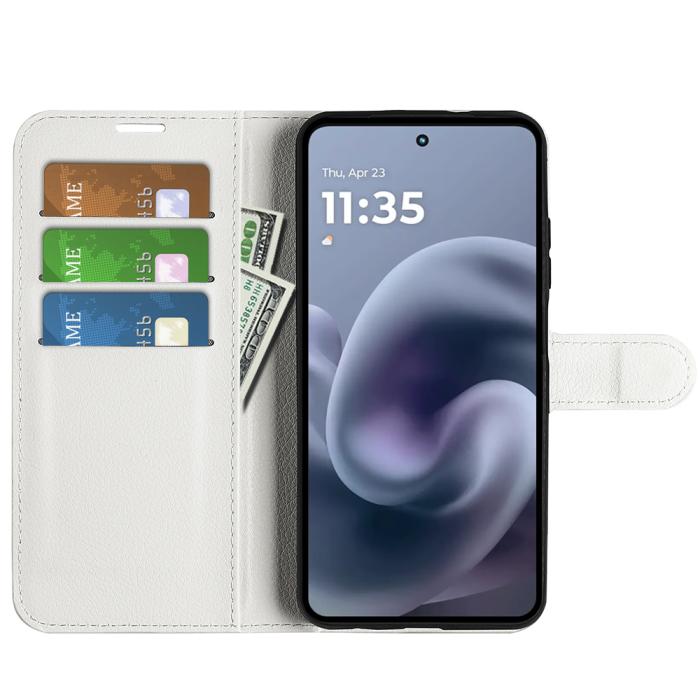 Bild 5, Motorola Moto G86 5G Fodral Litchi Läder Vit