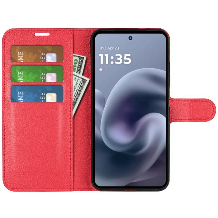 Bild 5, Motorola Moto G86 5G Fodral Litchi Läder Röd