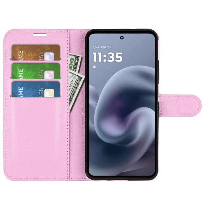 Bild 5, Motorola Moto G86 5G Fodral Litchi Läder Ljus Rosa