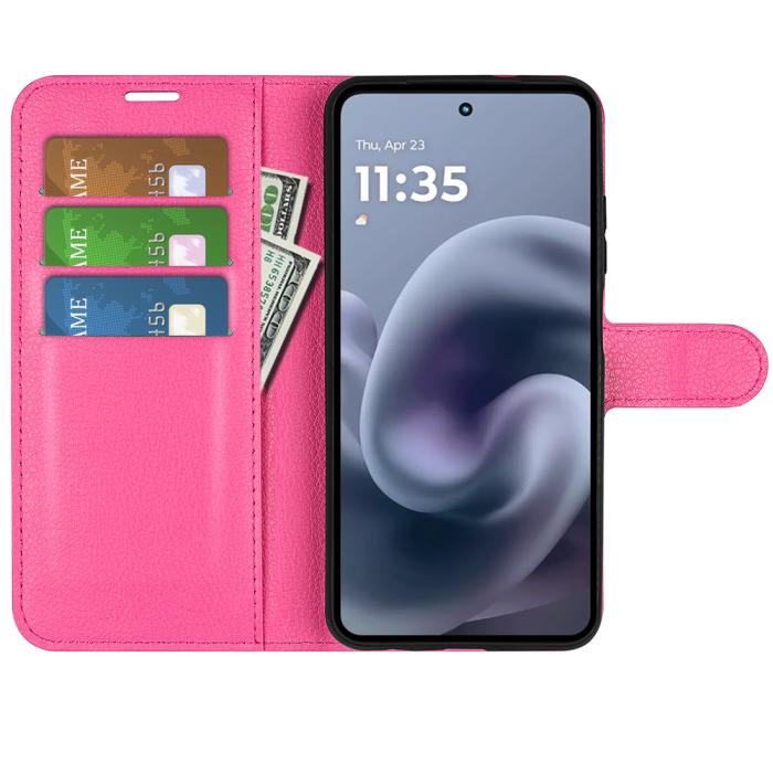 Bild 5, Motorola Moto G86 5G Fodral Litchi Läder Rosa