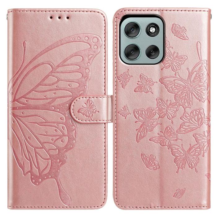 Bild 1, Motorola Moto G56 5G Fodral Fjäril Tryck Roséguld