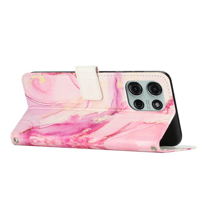 Bild 2, Motorola Moto G86 Power / G86 5G Fodral Läder Marmor Rosa