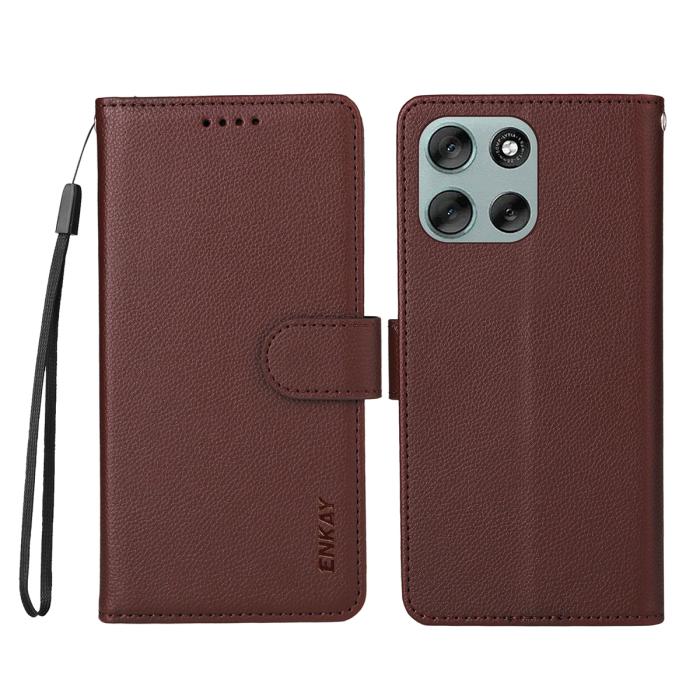 Bild 2, ENKAY Motorola Moto G86 Power/G86 5G Fodral RFID Brun