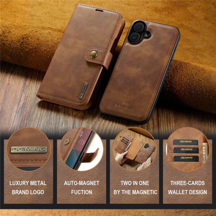 Bild 6, DG.MING iPhone 17 2in1 Magnet Fodral / Skal Brun