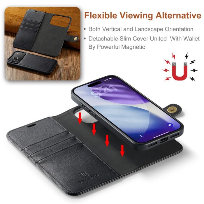 Bild 5, DG.MING iPhone 17 Pro 2in1 Magnet Fodral / Skal Svart