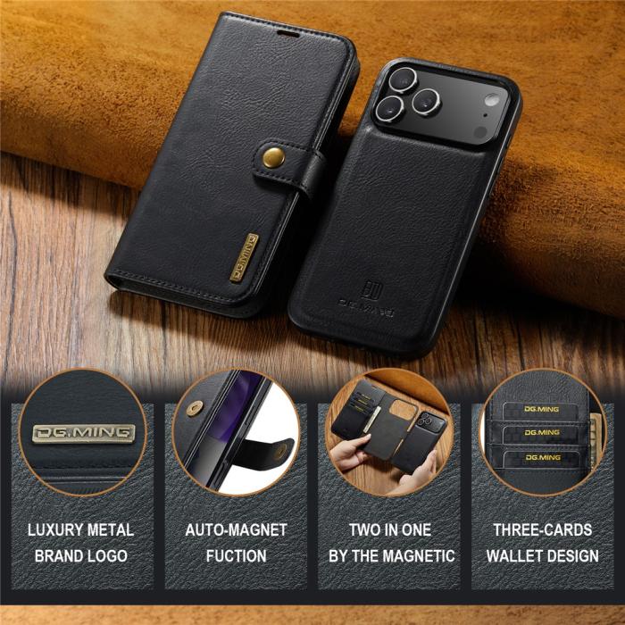 Bild 6, DG.MING iPhone 17 Pro 2in1 Magnet Fodral / Skal Svart