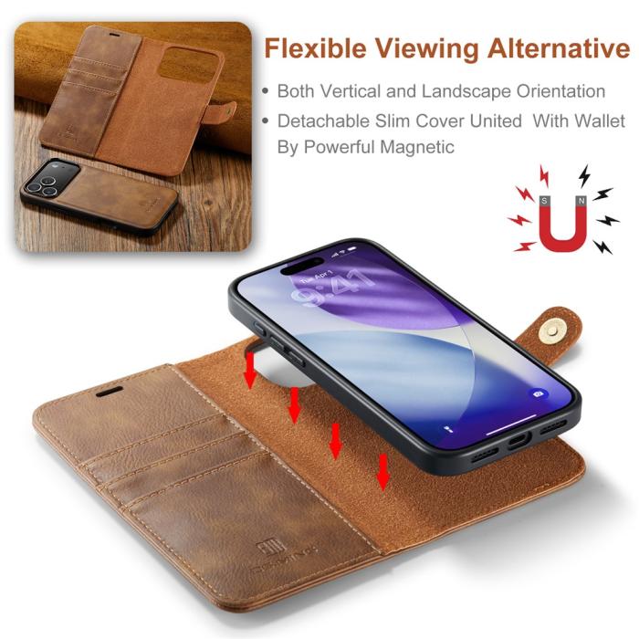 Bild 5, DG.MING iPhone 17 Pro 2in1 Magnet Fodral / Skal Brun