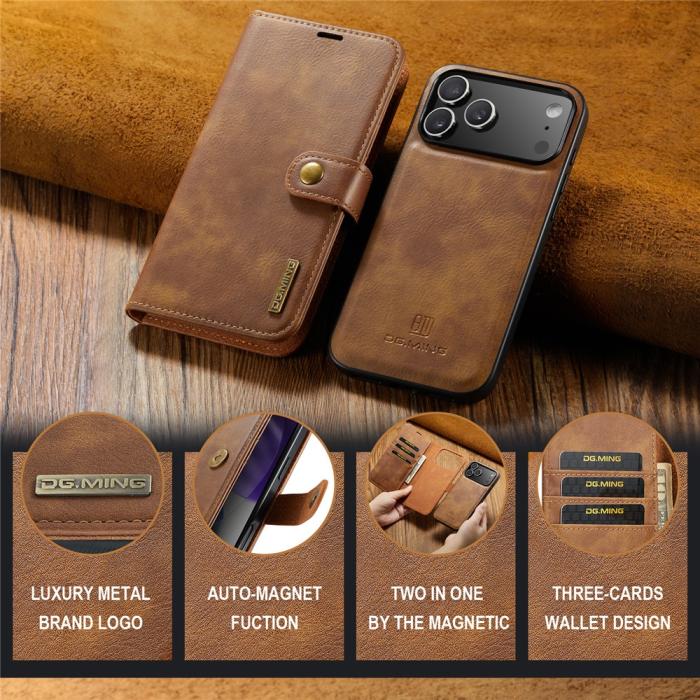 Bild 6, DG.MING iPhone 17 Pro 2in1 Magnet Fodral / Skal Brun