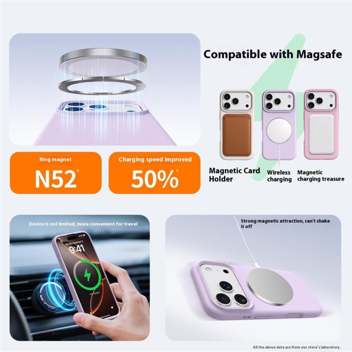Bild 4, iPhone 17 Pro Max Skal MagSafe Liquid Silikon Lila