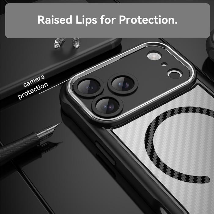 Bild 4, iPhone 17 Pro Max Skal MagSafe Kolfiber Textur Svart