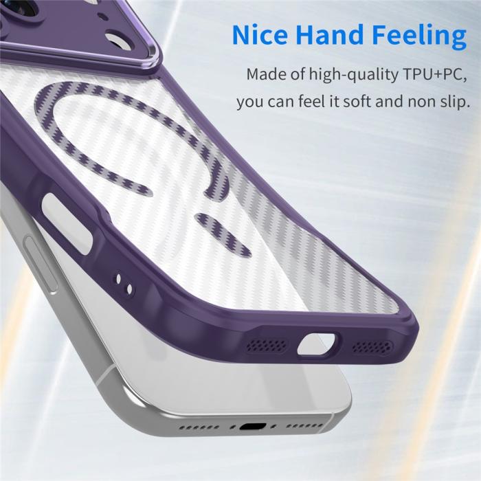 Bild 2, iPhone 17 Pro Max Skal MagSafe Kolfiber Textur Lila
