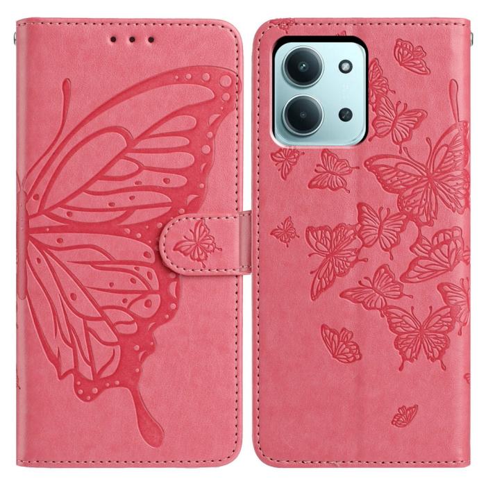 Bild 1, Xiaomi Redmi 15C Fodral Fjäril Tryck Rosa