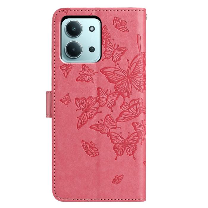 Bild 5, Xiaomi Redmi 15C Fodral Fjäril Tryck Rosa